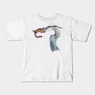 Snake Blue Heron Kids T-Shirt